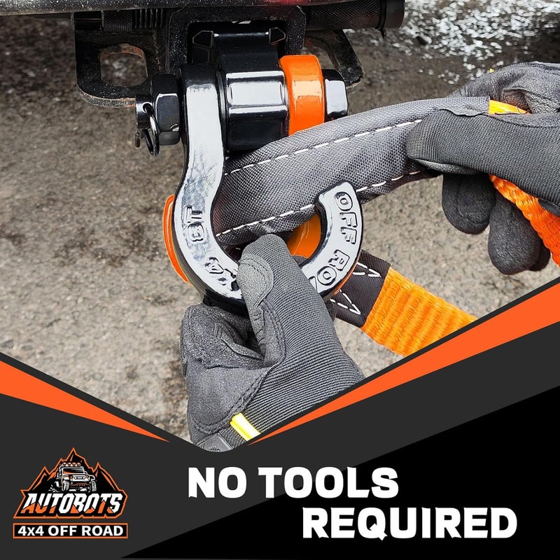 AUTOBOTS Tigertooth Split D Ring Shackles 45,000lb Break Strength, 3/4”Shackle D Rings Heavy Duty with 7/8 Pin for Tow Strap Winch Offroad Vehicle Recovery Accessories Orange - Image 3